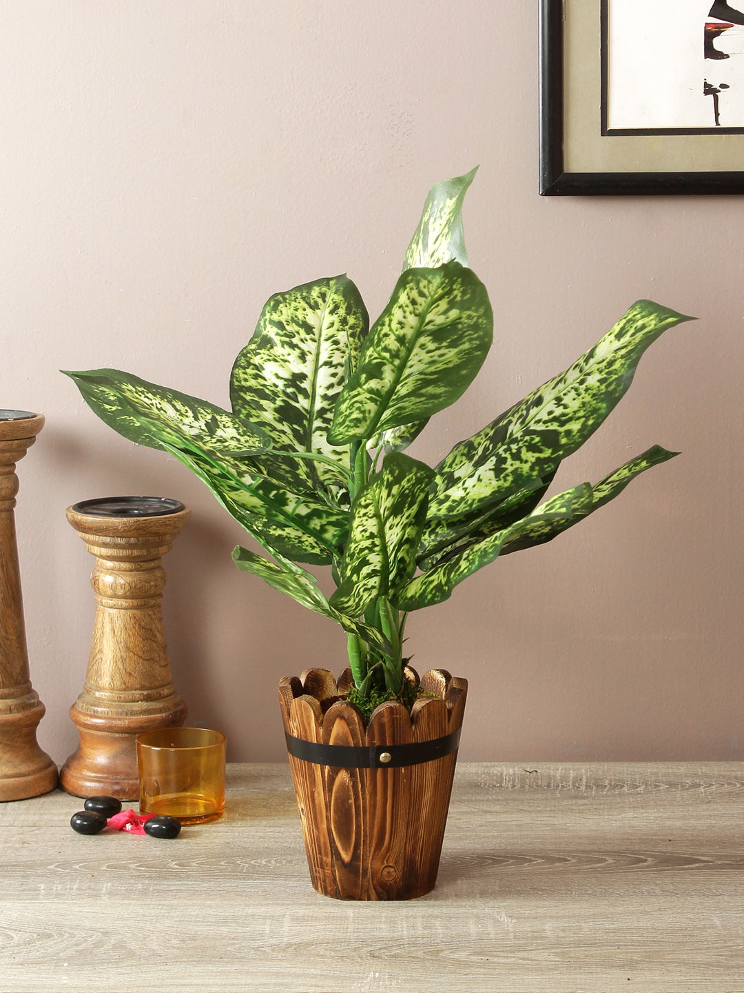 Artificial Dieffenbachia Plant – 1.7 Feet Tall, Green