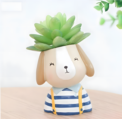 Cute Dog Face Resin Succulent Pot