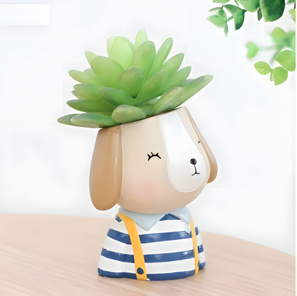 Cute Dog Face Resin Succulent Pot